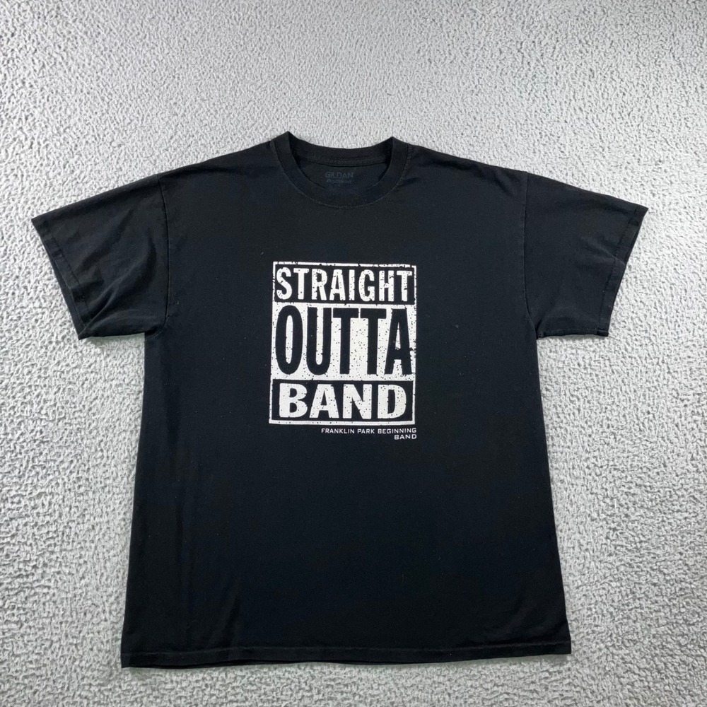 Gildan Graphic T-Shirt Men L Black Straight Outta Band Franklin Park Music Tee